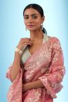 Coral Peach Organza Saree