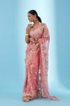 Coral Peach Organza Saree