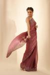 Metallic Wine Organza Satin Saree