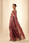 Metallic Wine Organza Satin Saree