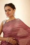 Metallic Wine Organza Satin Saree