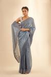 Metallic Grey Organza Satin Saree