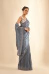 Metallic Grey Organza Satin Saree