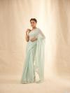 Metallic Baby Blue Organza Satin Saree