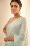 Metallic Baby Blue Organza Satin Saree