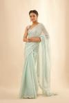 Metallic Baby Blue Organza Satin Saree