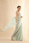 Metallic Baby Blue Organza Satin Saree