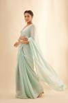 Metallic Baby Blue Organza Satin Saree