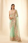 Firozi Embroidered Organza Saree