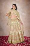 Chartreuse Green Banarasi Silk Lehenga