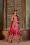 Crimson Ombre Silk Lehenga