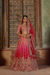 Crimson Ombre Silk Lehenga