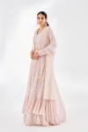 Powder Peach Georegette Lehenga