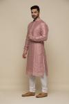 Metallic Pink Silk Kurta Set