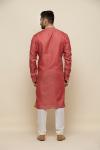 Carrot Red Tussar Silk Kurta Set