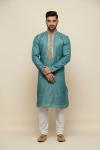 Teal Green Tussar Kurta Set