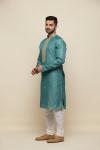 Teal Green Tussar Kurta Set