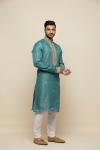 Teal Green Tussar Kurta Set