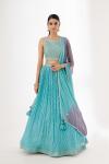 Sea Green Georegette Lehenga