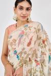 Ivory Printed Georgette Saree