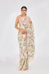 Ivory Printed Georgette Saree