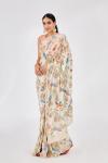 Ivory Printed Georgette Saree