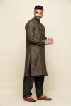 Olive Ikat Silk Pathani Suit