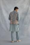 Grey Silk Half Jacket Set