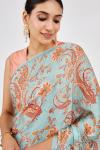 Ocean Green Printed Crepe Saree