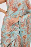 Ocean Green Printed Crepe Saree