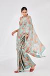 Ocean Green Printed Crepe Saree