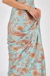 Ocean Green Printed Crepe Saree