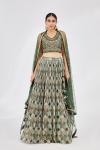 Olive Green Chiffon Lehenga