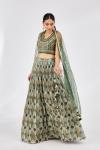 Olive Green Chiffon Lehenga