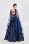 Prussian Blue Net Lehenga