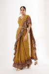 Mustard Crepe Drape Saree