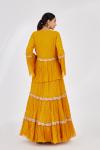 Mustard Tiered Georegette Lehenga