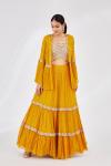 Mustard Tiered Georegette Lehenga