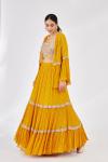 Mustard Tiered Georegette Lehenga