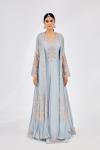 Neutral Grey Cape Anarkali