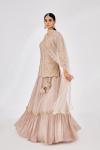 Beige Chinon Silk Lehenga