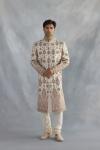 Cream Raw Silk Sherwani