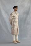 Cream Raw Silk Sherwani