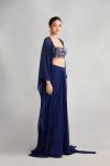 Ink Blue Georgette Cape Skirt Set