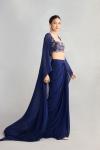 Ink Blue Georgette Cape Skirt Set