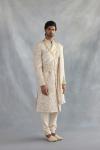 Beige Raw Silk Sherwani