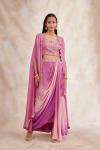 Pink Ombre Drape Lehenga Set