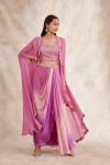 Pink Ombre Drape Lehenga Set