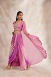 Pink Ombre Drape Lehenga Set