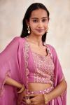 Pink Ombre Drape Lehenga Set